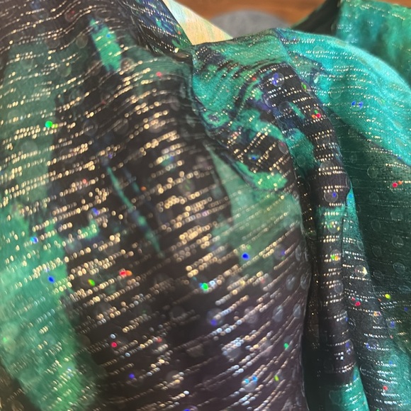 Joseph Ribkoff black shades of green floral silver thread clear sequin midi. 10 - Picture 8 of 8